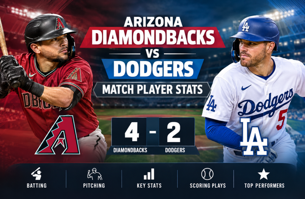 arizona diamondbacks vs dodgers match player stats