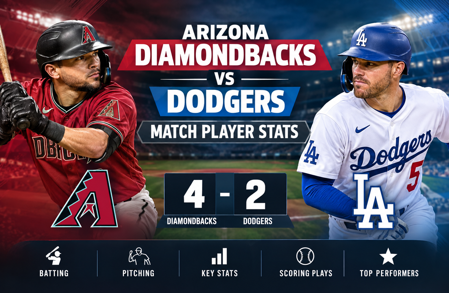 arizona diamondbacks vs dodgers match player stats