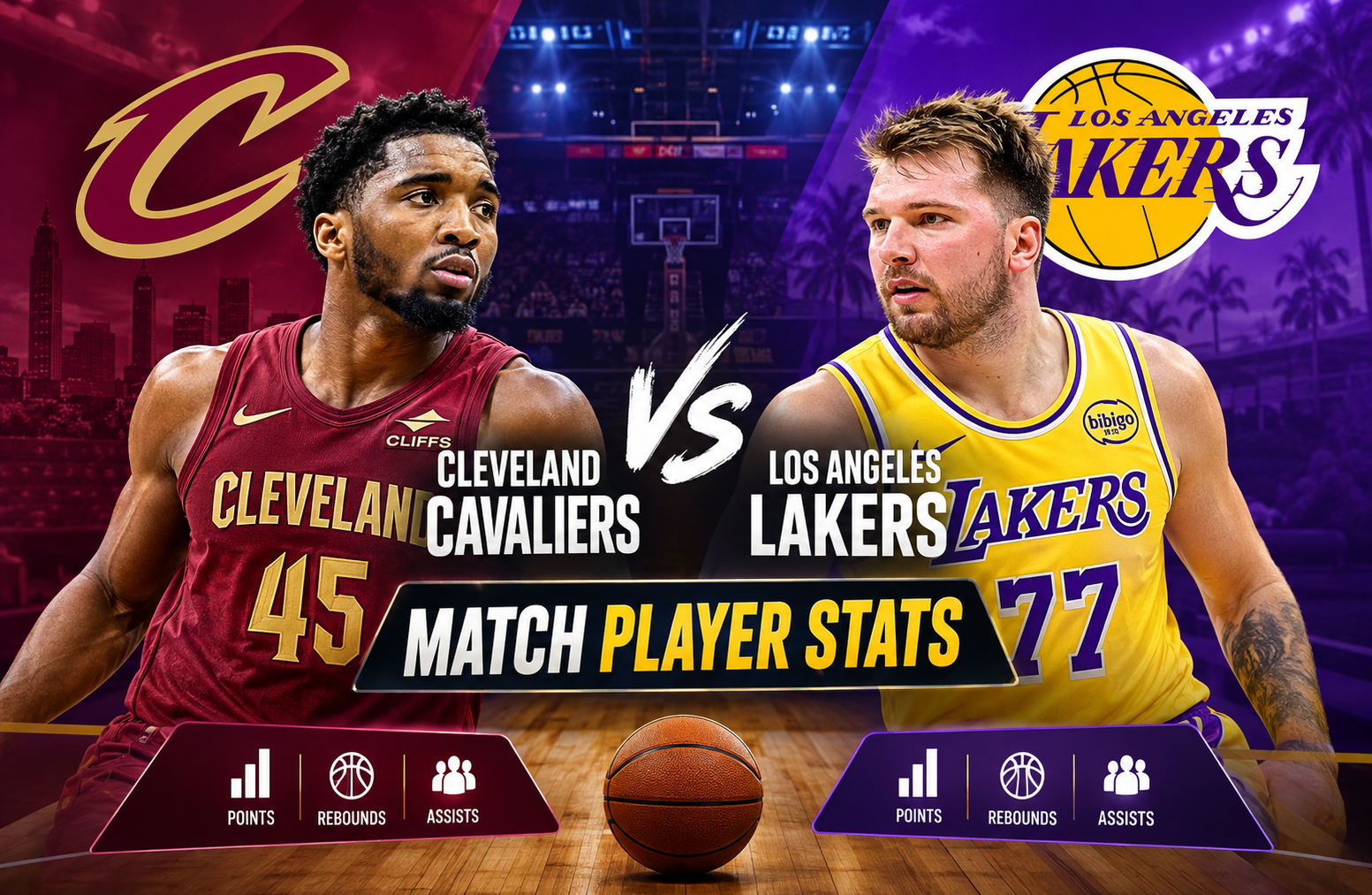cleveland cavaliers vs lakers match player stats