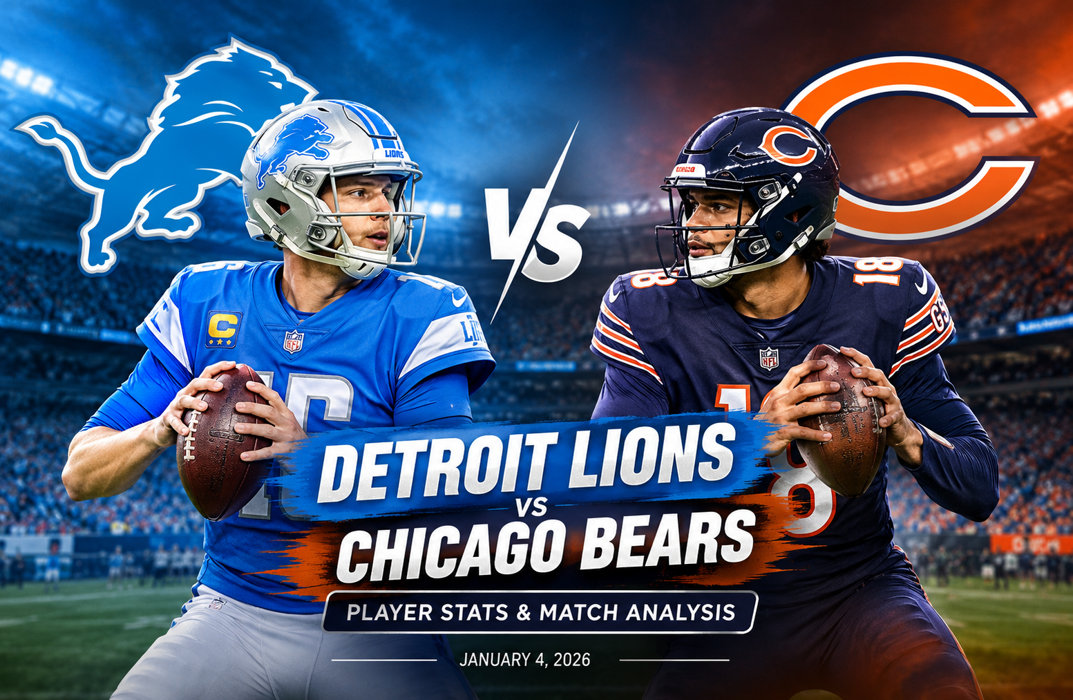 detroit lions vs chicago bears match player stats