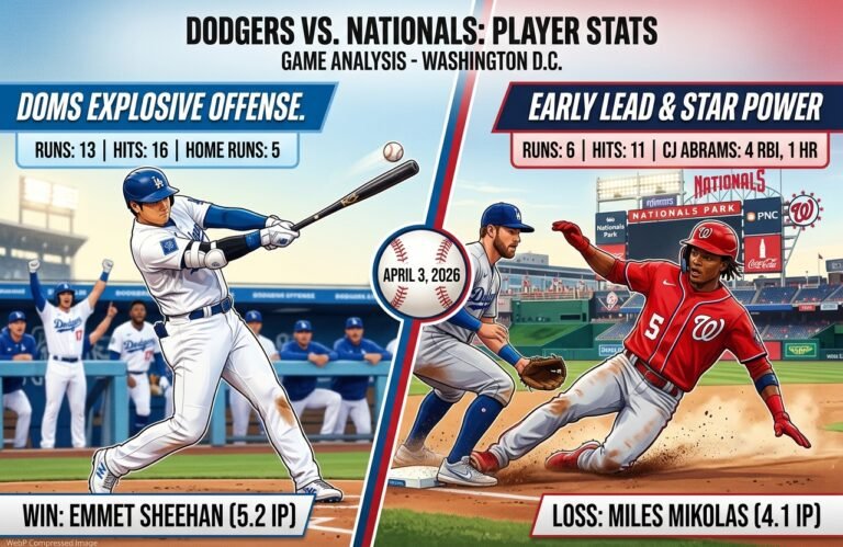dodgers vs washington nationals match player stats