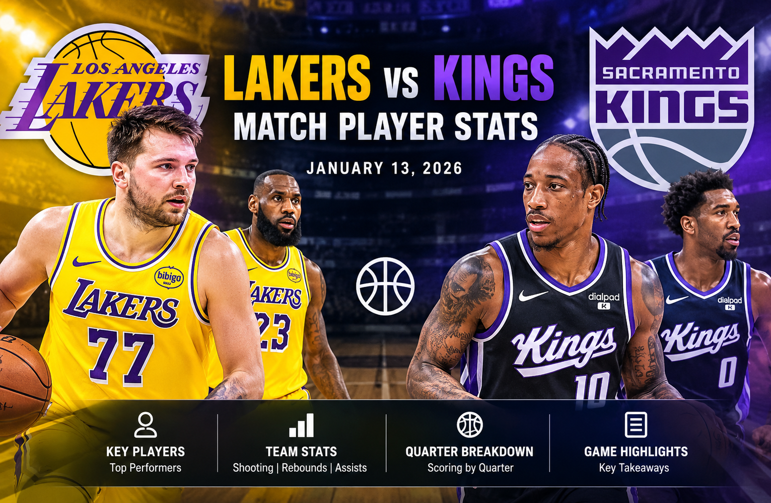 lakers vs sacramento kings match player stats