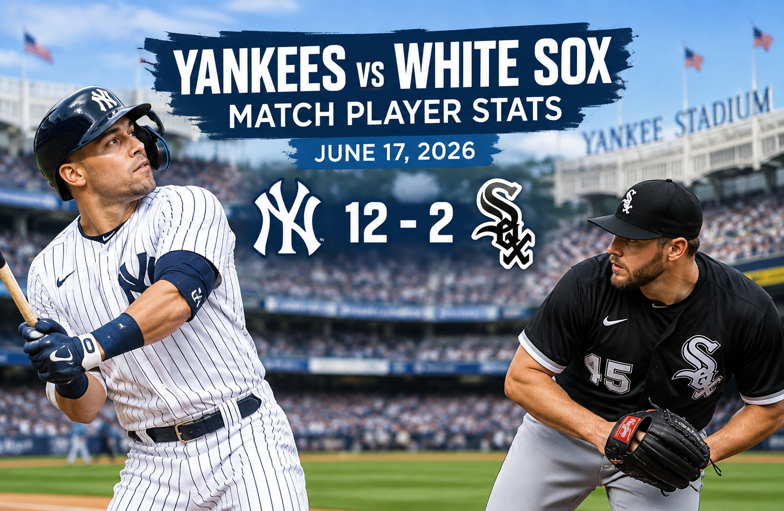 new york yankees vs white sox match player stats