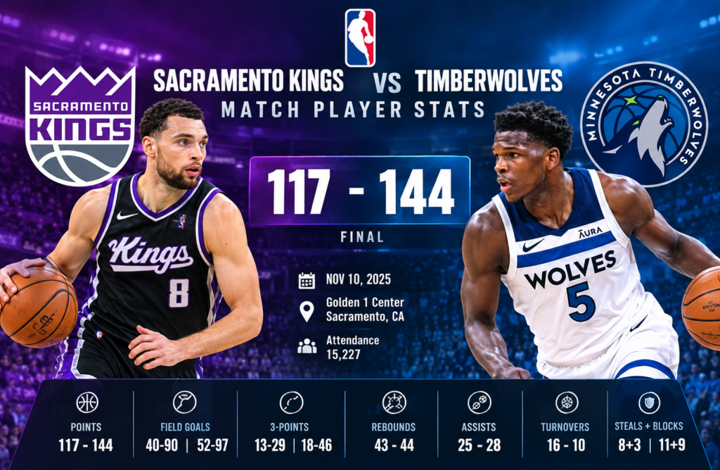 sacramento kings vs timberwolves match player stats