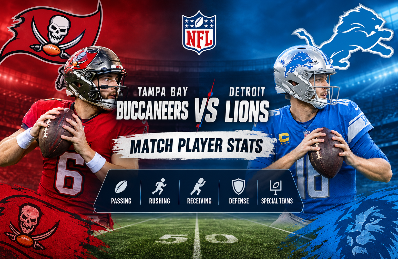 Tampa Bay Buccaneers vs Detroit Lions Match Player Stats