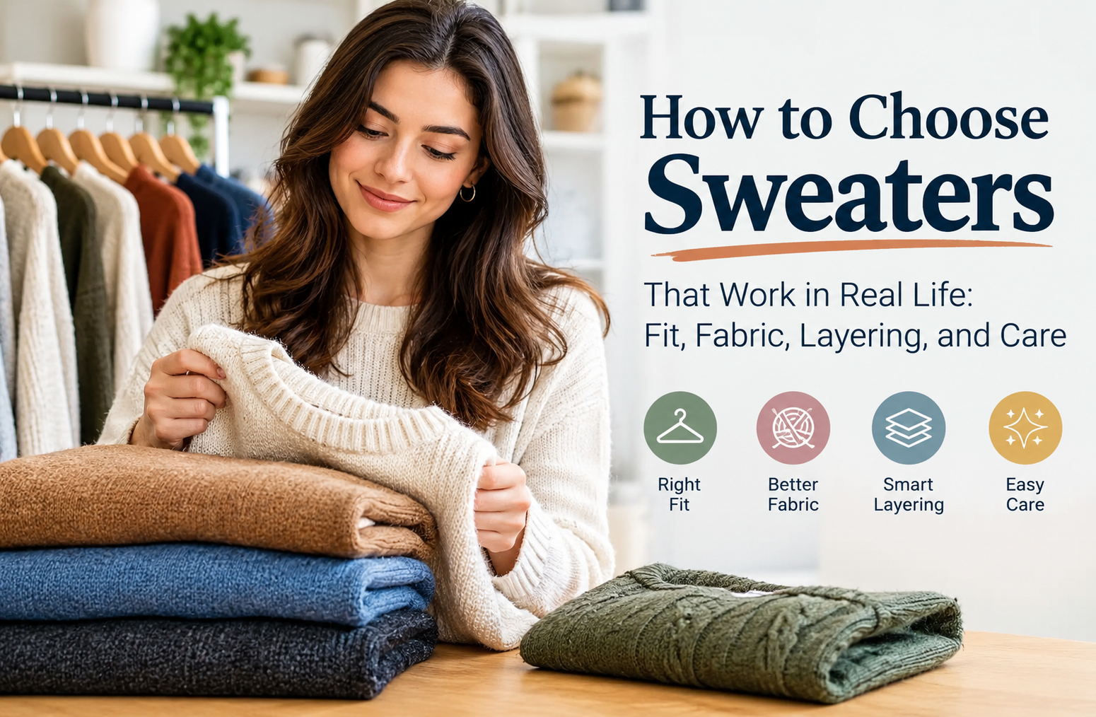 How to Choose Sweaters That Work in Real Life: Fit, Fabric, Layering, and Care