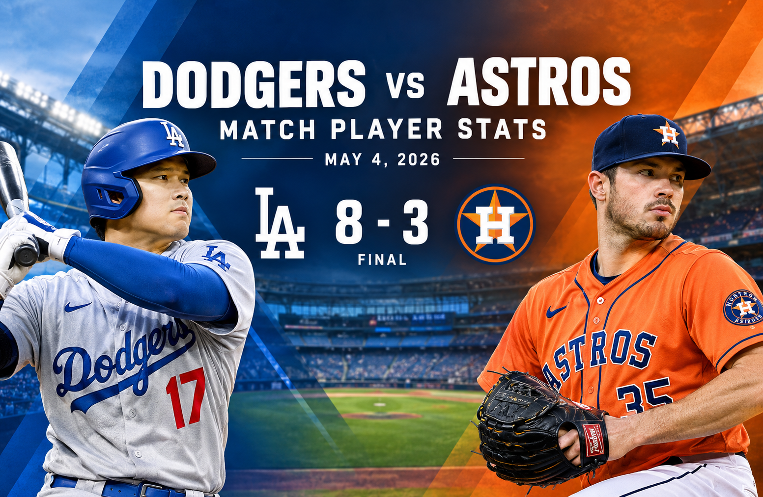 Dodgers vs Houston Astros Match Player Stats