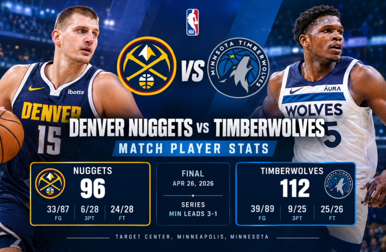 denver nuggets vs timberwolves match player stats