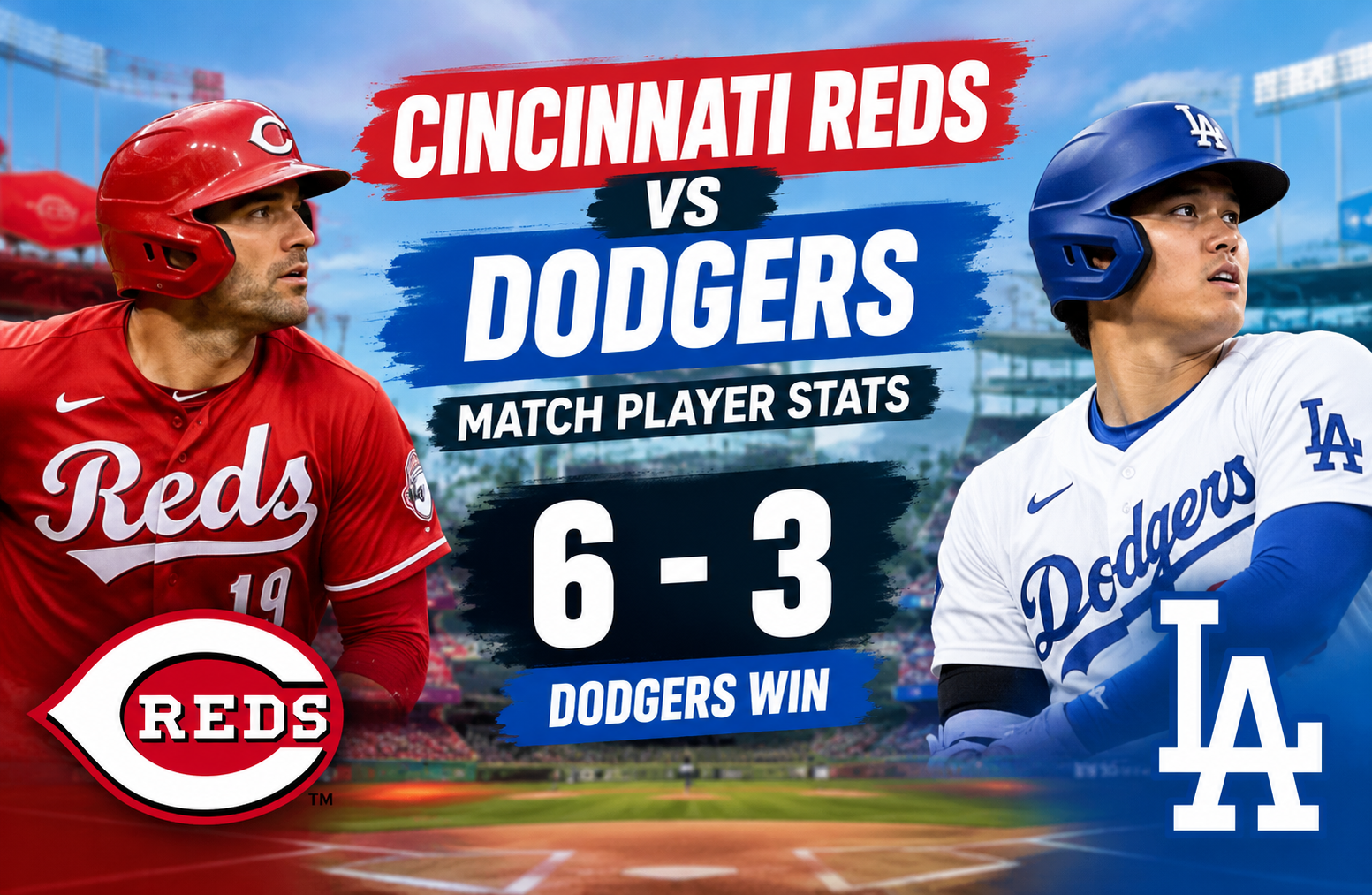 Cincinnati Reds vs Dodgers Match Player Stats