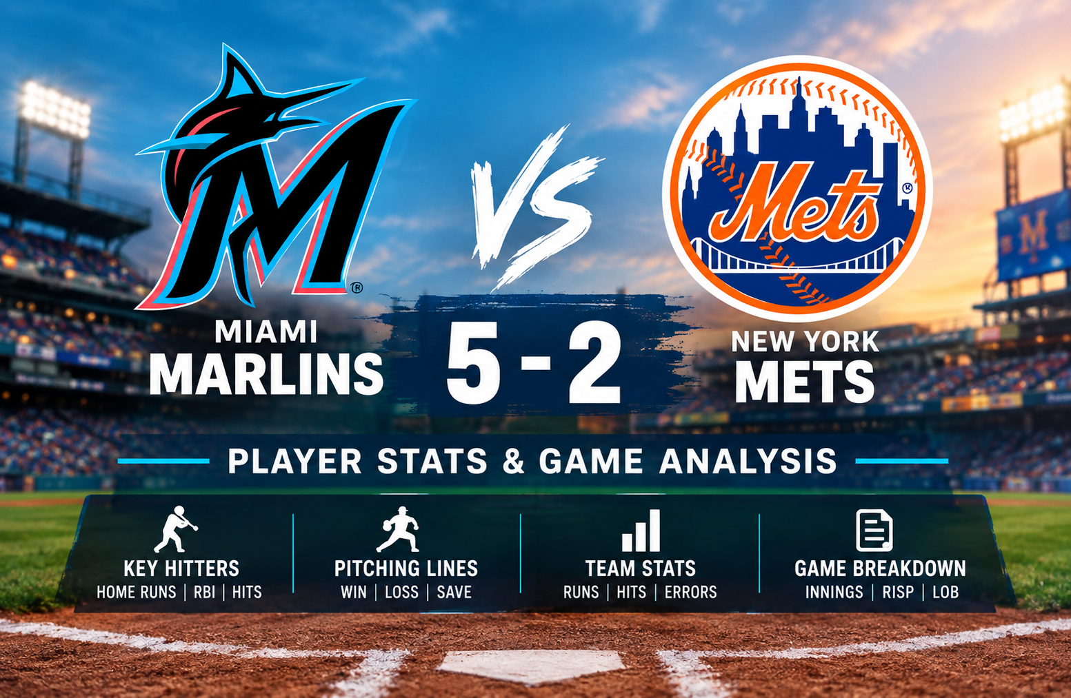 Miami Marlins vs Mets Match Player Stats