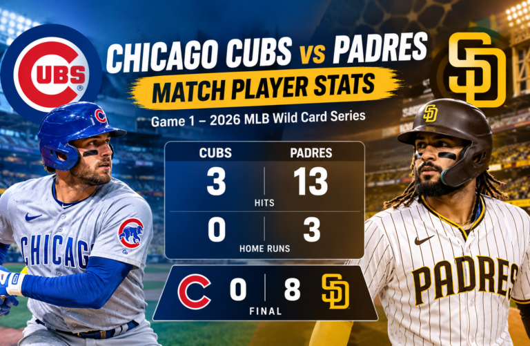 Chicago Cubs vs Padres Match Player Stats