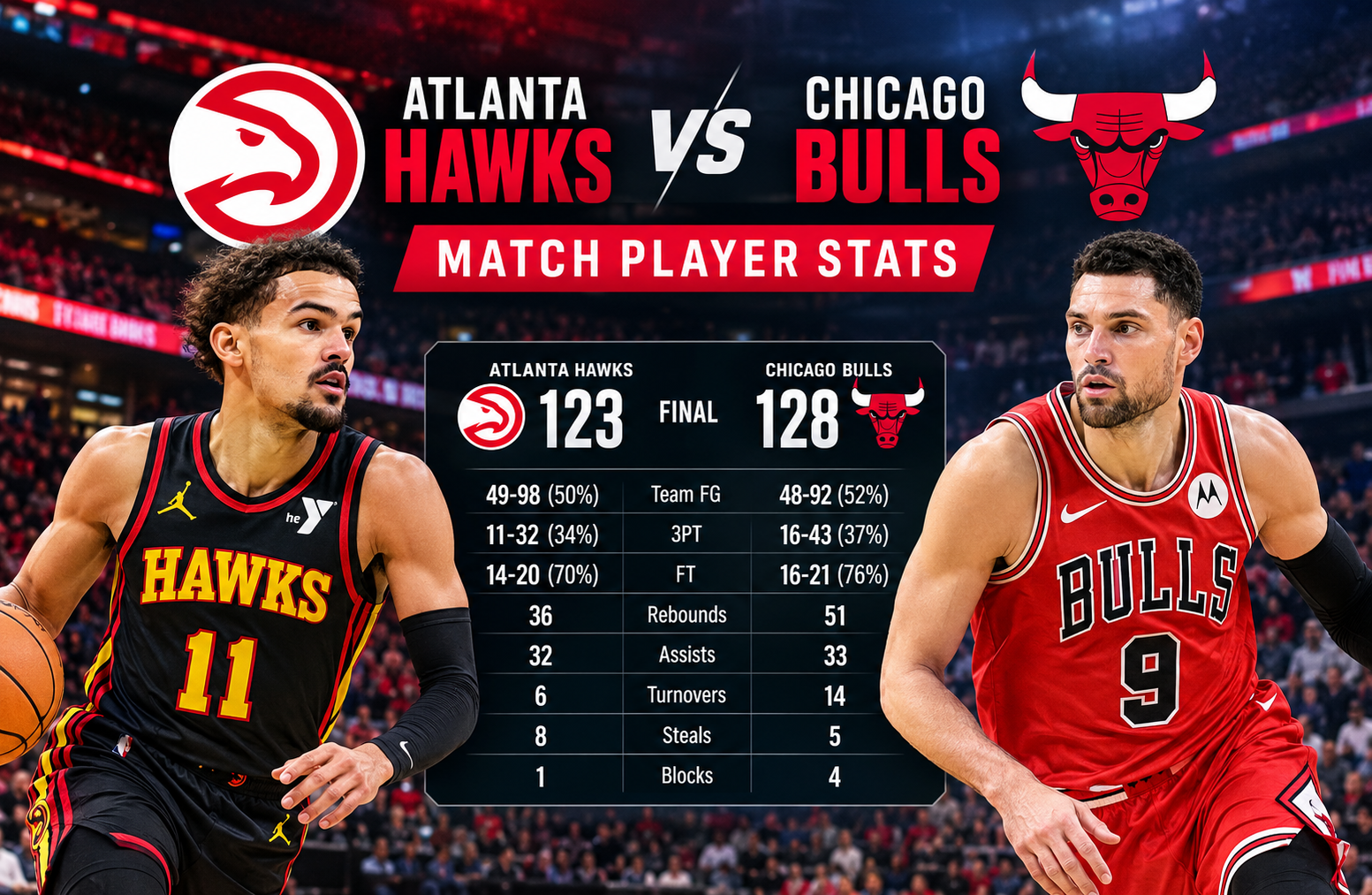 Atlanta Hawks vs Chicago Bulls Match Player Stats