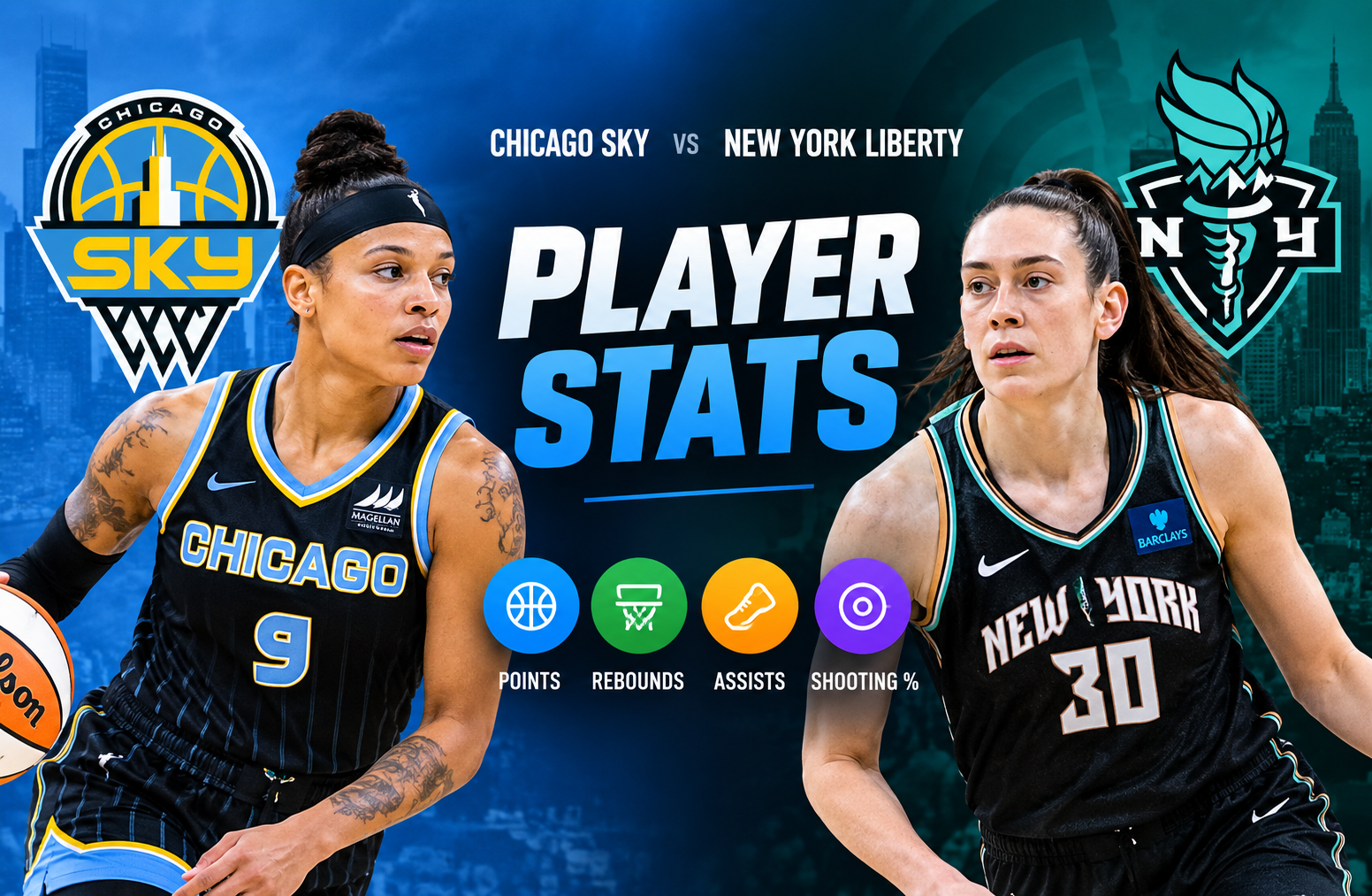 Chicago Sky vs New York Liberty Match Player Stats