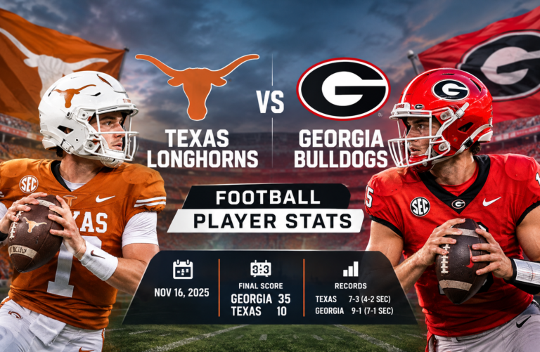Texas longhorns football vs Georgia bulldogs football match player stats