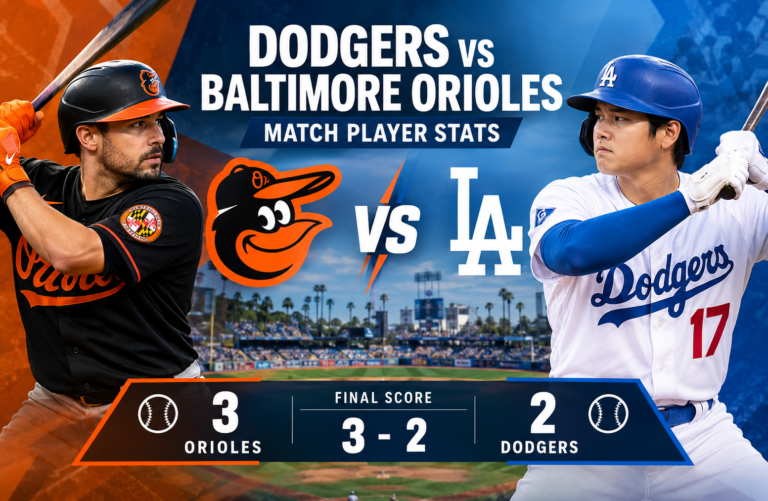 dodgers vs baltimore orioles match player stats