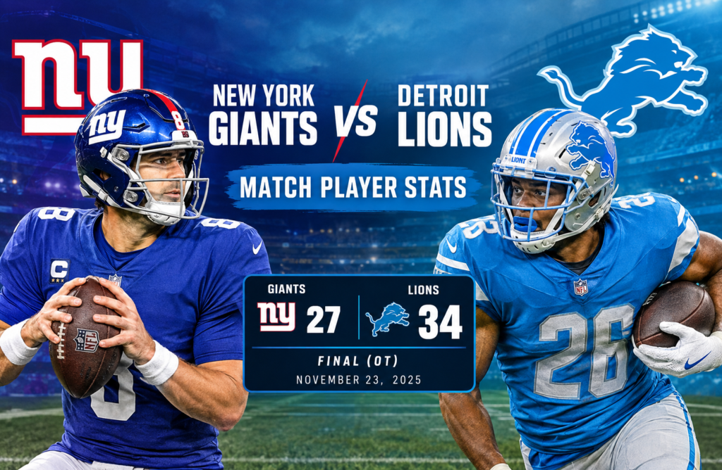 new york giants vs detroit lions match player stats