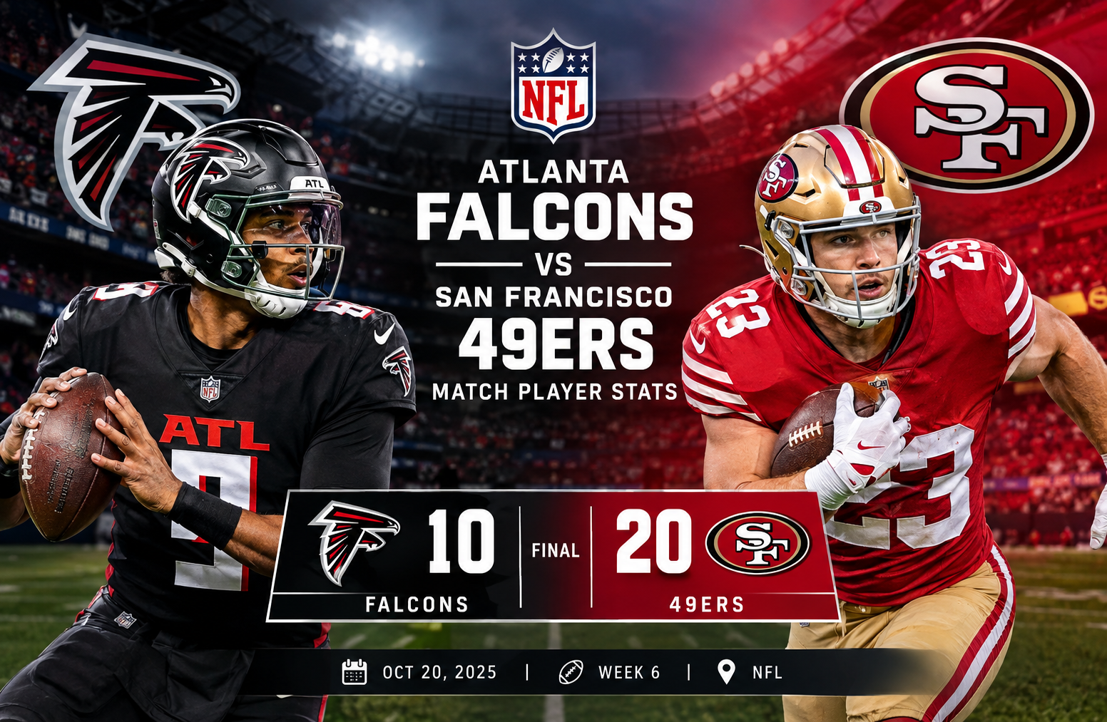 Atlanta Falcons vs 49ers Match Player Stats