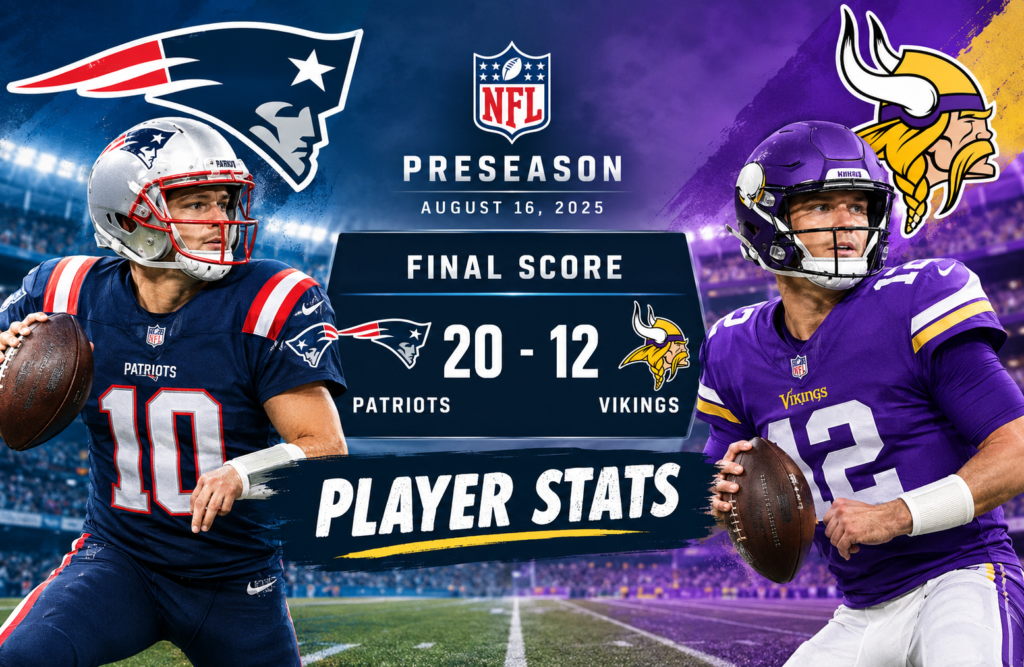 New England Patriots vs Minnesota Vikings Match Player Stats