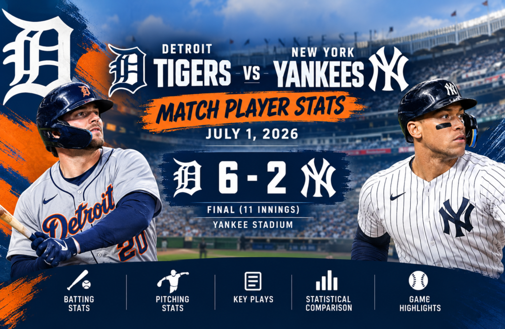 Detroit Tigers vs New York Yankees Match Player Stats