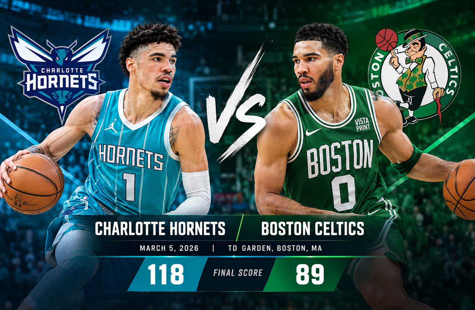Charlotte Hornets vs Celtics Match Player Stats