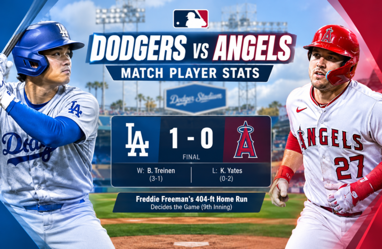 dodgers vs los angeles angels match player stats