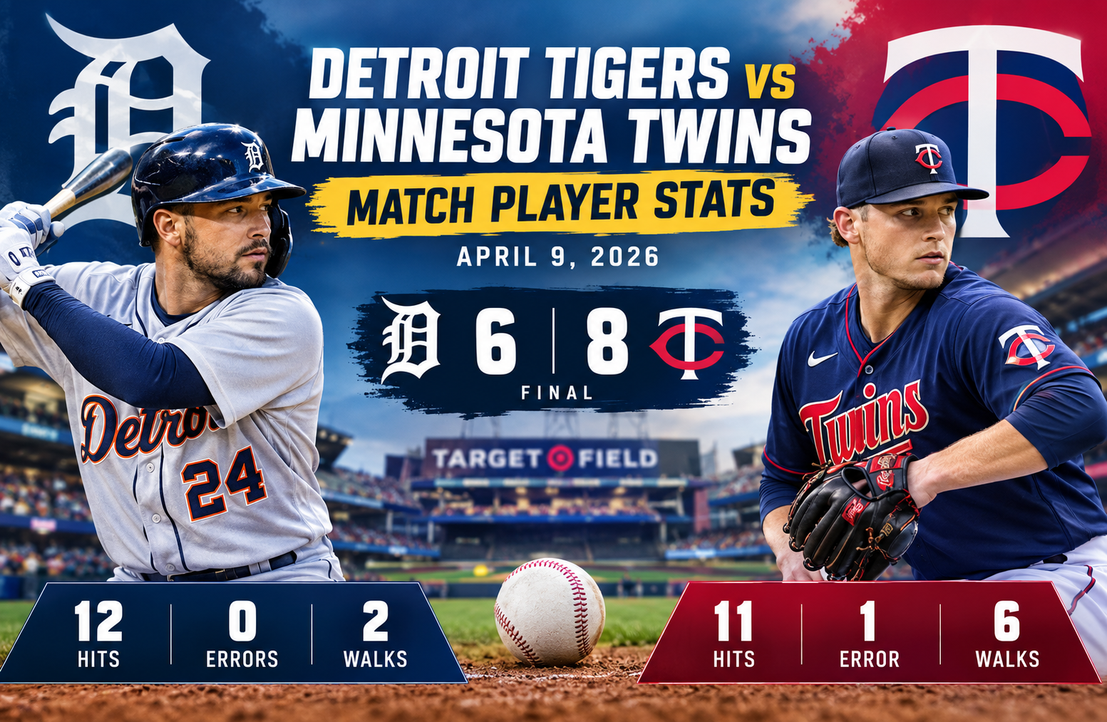 Detroit Tigers vs Minnesota Twins Match Player Stats