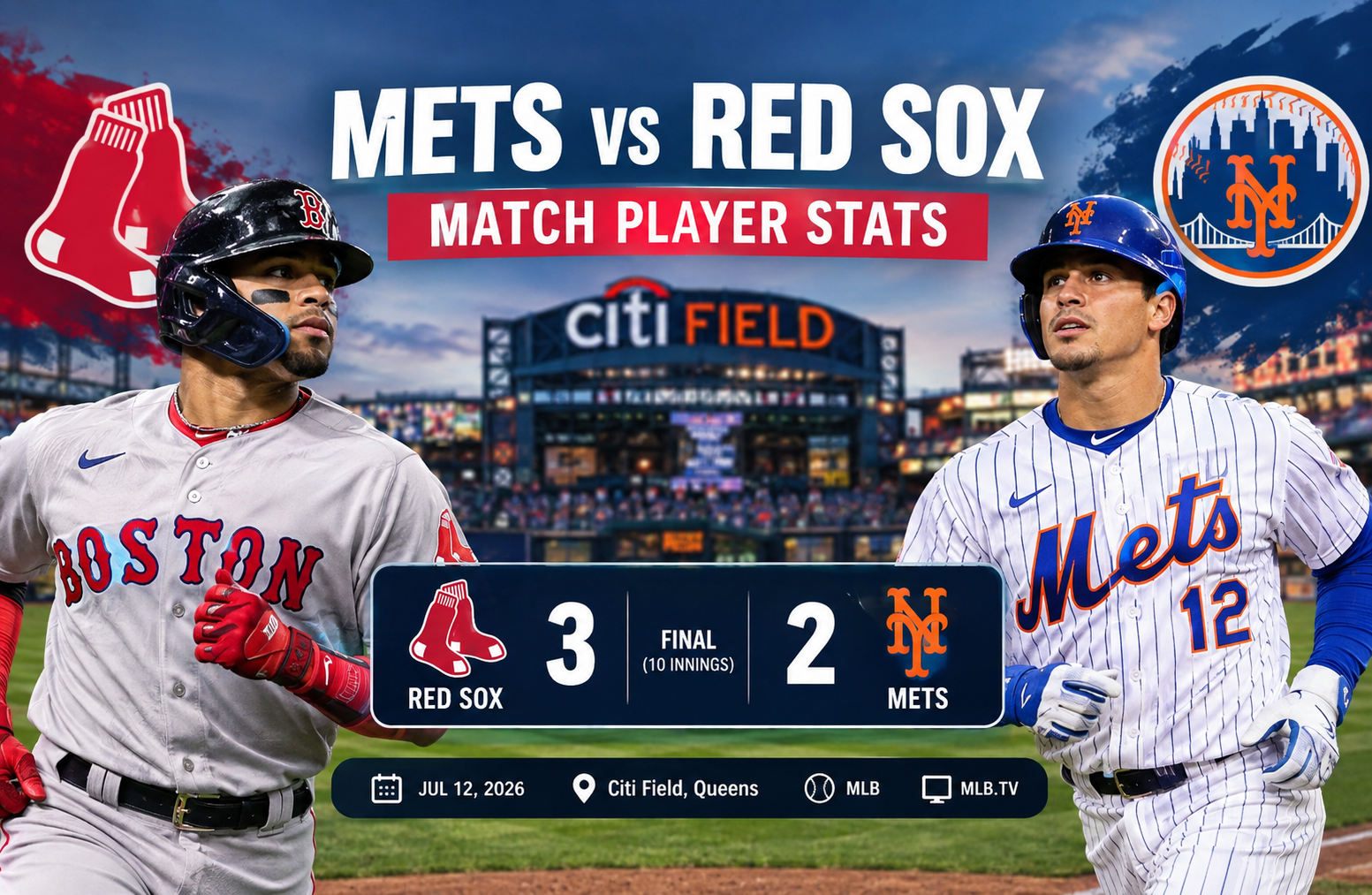 Mets vs Red Sox Match Player Stats