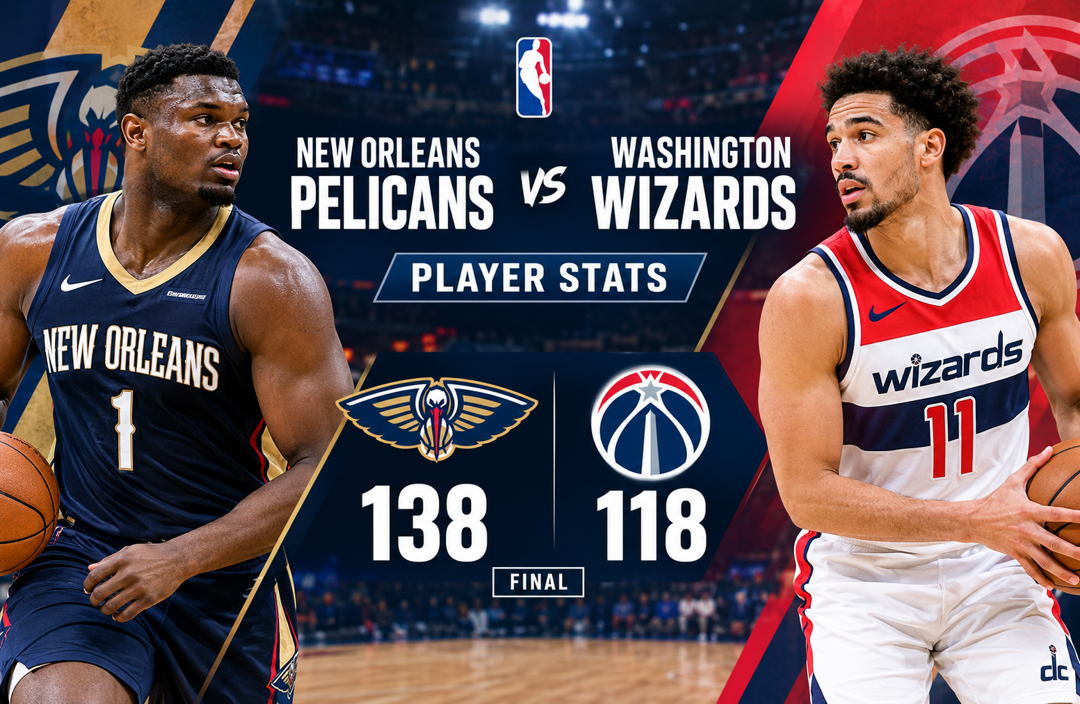 New Orleans Pelicans vs Washington Wizards Match Player Stats